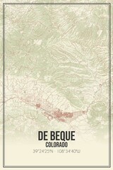 Retro US city map of De Beque, Colorado. Vintage street map.