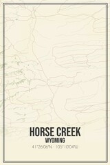 Retro US city map of Horse Creek, Wyoming. Vintage street map.