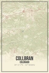 Retro US city map of Collbran, Colorado. Vintage street map.