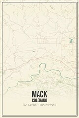Retro US city map of Mack, Colorado. Vintage street map.