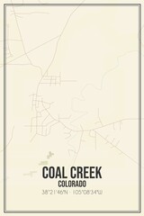 Retro US city map of Coal Creek, Colorado. Vintage street map.