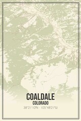 Retro US city map of Coaldale, Colorado. Vintage street map.