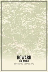 Retro US city map of Howard, Colorado. Vintage street map.