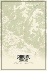 Retro US city map of Chromo, Colorado. Vintage street map.