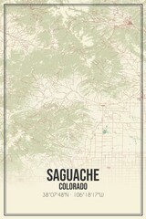 Retro US city map of Saguache, Colorado. Vintage street map.