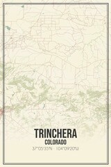 Retro US city map of Trinchera, Colorado. Vintage street map.