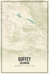 Retro US city map of Guffey, Colorado. Vintage street map.