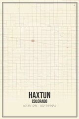 Retro US city map of Haxtun, Colorado. Vintage street map.