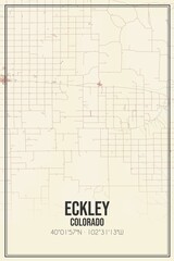 Retro US city map of Eckley, Colorado. Vintage street map.