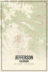 Retro US city map of Jefferson, Colorado. Vintage street map.