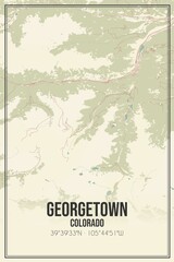 Retro US city map of Georgetown, Colorado. Vintage street map.