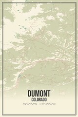 Retro US city map of Dumont, Colorado. Vintage street map.
