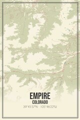 Retro US city map of Empire, Colorado. Vintage street map.