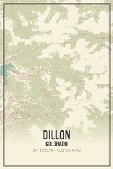Retro US city map of Dillon, Colorado. Vintage street map.
