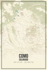 Fototapeta premium Retro US city map of Como, Colorado. Vintage street map.