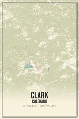 Retro US city map of Clark, Colorado. Vintage street map.