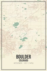 Retro US city map of Boulder, Colorado. Vintage street map.