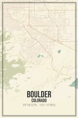 Retro US city map of Boulder, Colorado. Vintage street map.