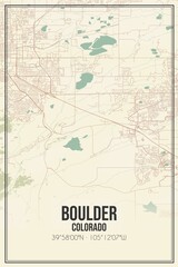Retro US city map of Boulder, Colorado. Vintage street map.