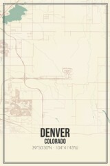 Retro US city map of Denver, Colorado. Vintage street map.