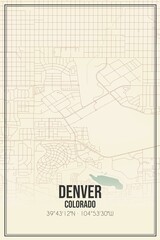 Retro US city map of Denver, Colorado. Vintage street map.