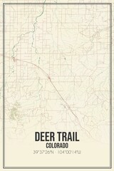 Retro US city map of Deer Trail, Colorado. Vintage street map.