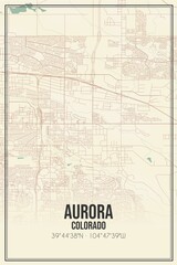 Fototapeta na wymiar Retro US city map of Aurora, Colorado. Vintage street map.