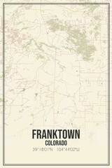 Retro US city map of Franktown, Colorado. Vintage street map.