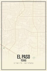 Obraz premium Retro US city map of El Paso, Texas. Vintage street map.