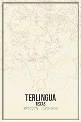 Retro US city map of Terlingua, Texas. Vintage street map.