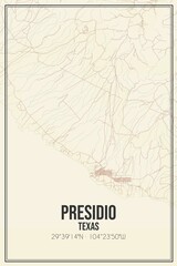 Obraz premium Retro US city map of Presidio, Texas. Vintage street map.