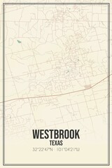 Retro US city map of Westbrook, Texas. Vintage street map.