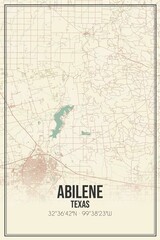 Fototapeta premium Retro US city map of Abilene, Texas. Vintage street map.
