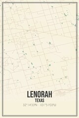 Retro US city map of Lenorah, Texas. Vintage street map.