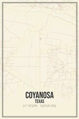 Retro US city map of Coyanosa, Texas. Vintage street map.