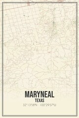 Retro US city map of Maryneal, Texas. Vintage street map.