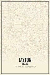Retro US city map of Jayton, Texas. Vintage street map.