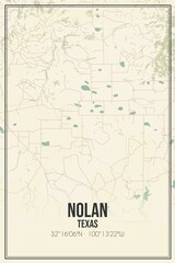 Fototapeta premium Retro US city map of Nolan, Texas. Vintage street map.