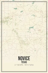 Retro US city map of Novice, Texas. Vintage street map.