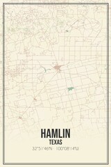 Retro US city map of Hamlin, Texas. Vintage street map.