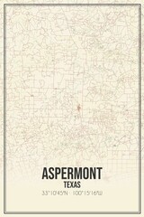 Retro US city map of Aspermont, Texas. Vintage street map.