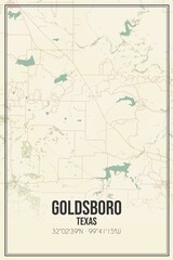 Retro US city map of Goldsboro, Texas. Vintage street map.