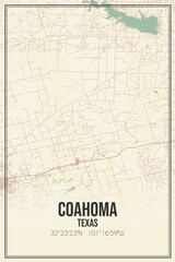 Retro US city map of Coahoma, Texas. Vintage street map.