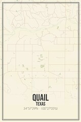 Retro US city map of Quail, Texas. Vintage street map.
