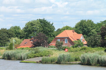 House in Kiel Canal Germany.