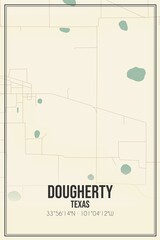 Retro US city map of Dougherty, Texas. Vintage street map.