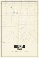 Retro US city map of Booker, Texas. Vintage street map.