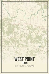 Retro US city map of West Point, Texas. Vintage street map.