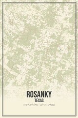 Retro US city map of Rosanky, Texas. Vintage street map.