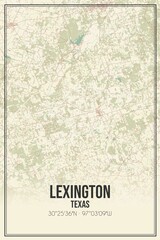 Retro US city map of Lexington, Texas. Vintage street map.